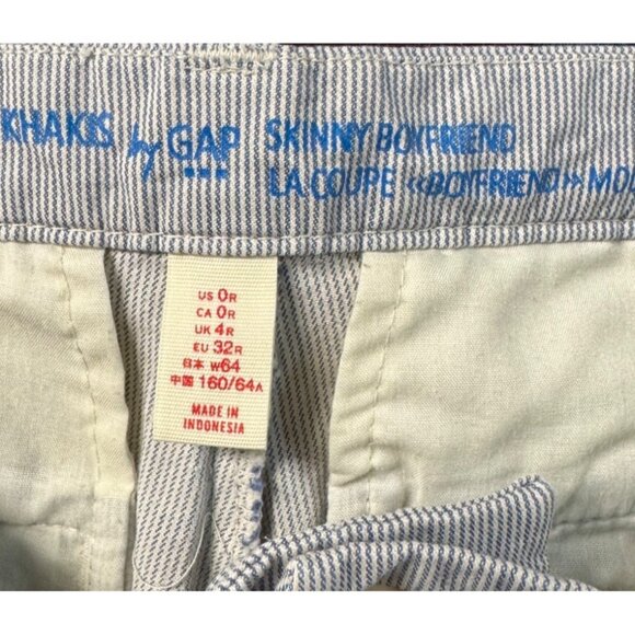 Gap Womens Mid-Rise Striped Ankle Pants With Button Front Size 0 - Picture 3 of 9